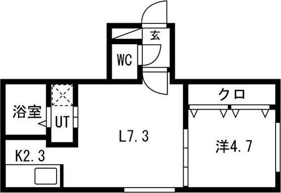 ルリ美園(1LDK/1階)の間取り写真