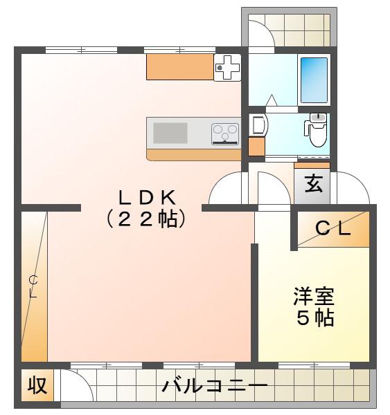 狩口台25号棟(1LDK/4階)の間取り写真