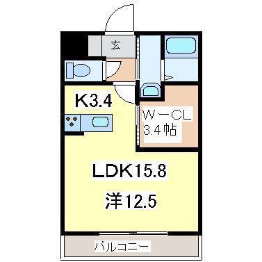 コルトーナ壱番館(1SK/1階)の間取り写真