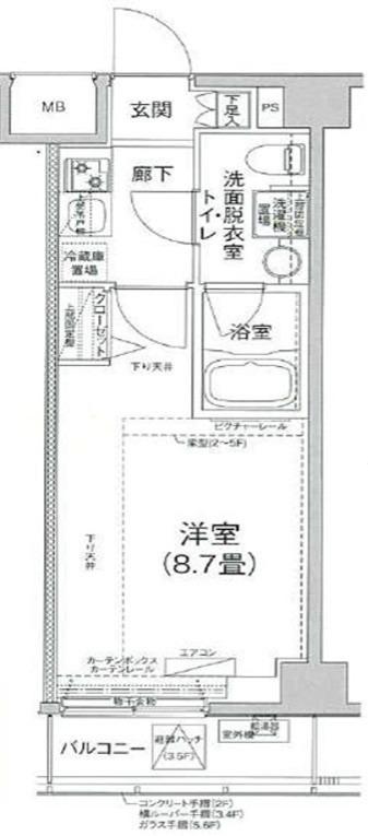 ティモーネプレミアム押上イースト(1K/5階)の間取り写真