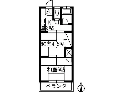 内山ハイツ(2K/2階)の間取り写真