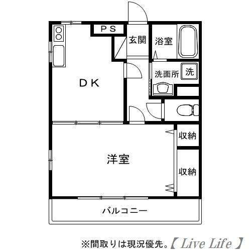 レジデンス学園A(1DK/2階)の間取り写真