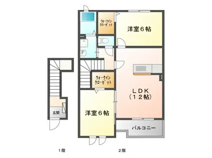セレーノスパッツィオI(2LDK/2階)の間取り写真
