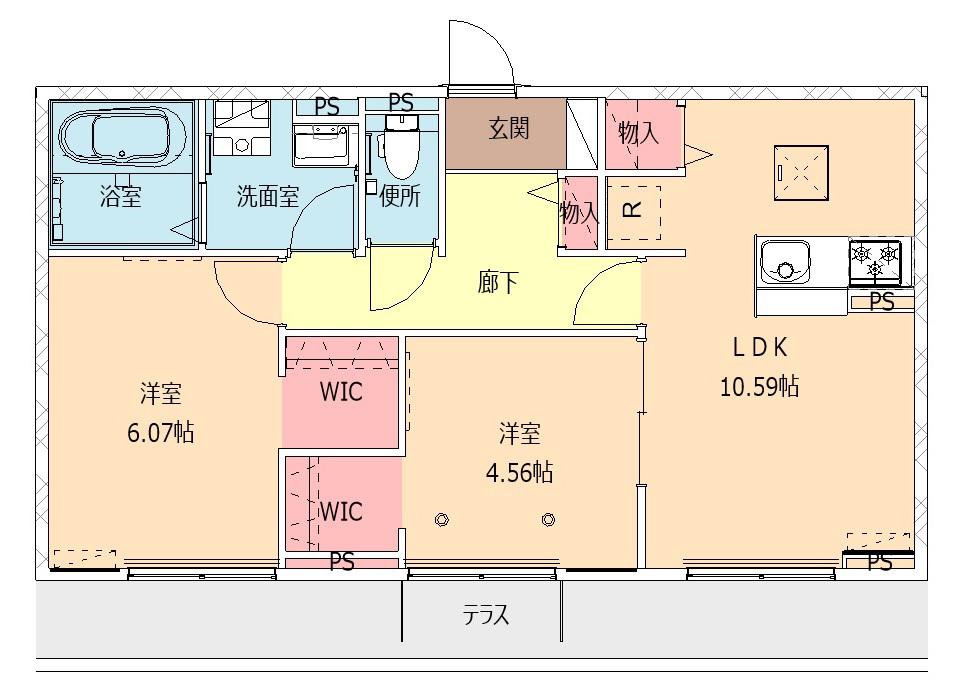 フェリス(2LDK/2階)の間取り写真