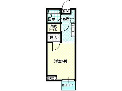 ハイツリバーサイドB105号(1K/1階)の間取り写真