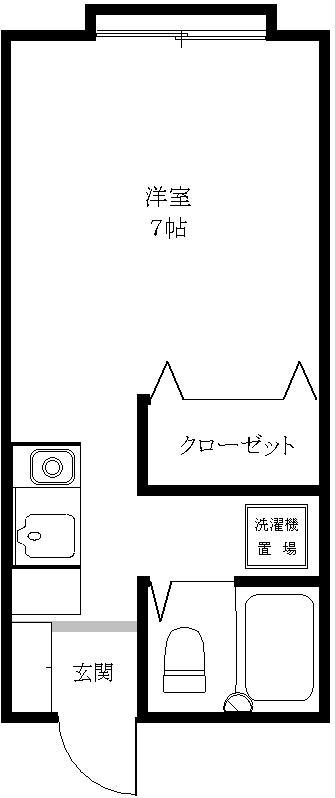 ベルメゾン薬園台(ワンルーム/2階)の間取り写真