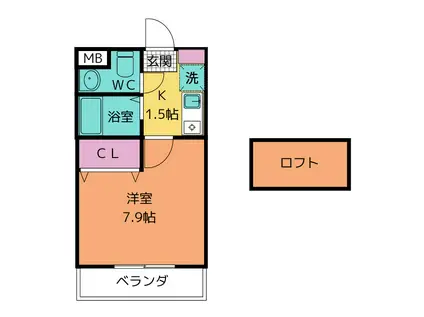 リバーサイド山王(1K/2階)の間取り写真