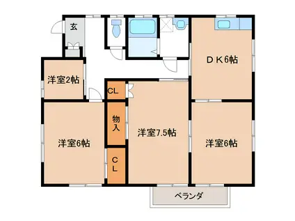 堀ハイツ(3SDK/2階)の間取り写真