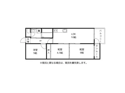 桜宮マンション(3LDK/2階)の間取り写真