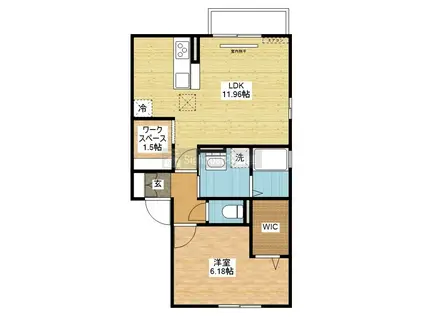 D-ROOMI-B(1LDK/1階)の間取り写真