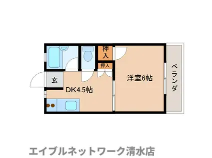 ソレイユ A(1DK/2階)の間取り写真