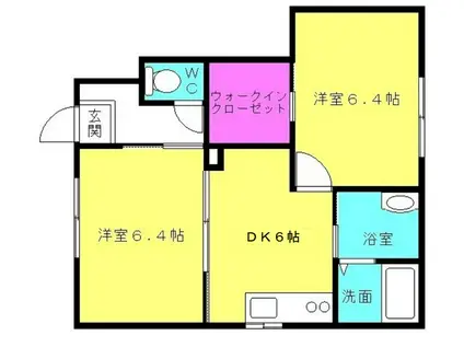 シャーメゾン新在家(2DK/1階)の間取り写真