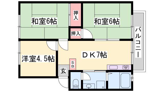 グリーンハイツ田寺(3DK/2階)の間取り写真