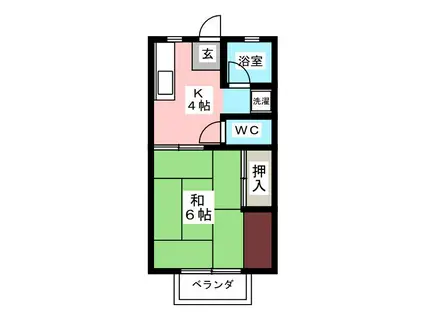 サンライズ楽田 B(1K/1階)の間取り写真