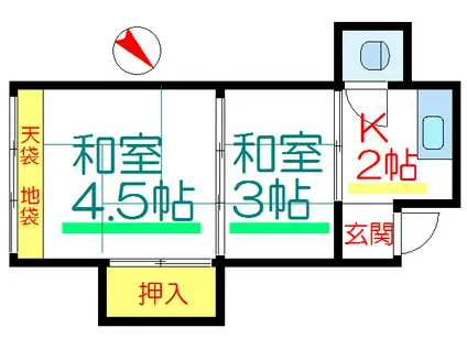 大内荘(2K/3階)の間取り写真