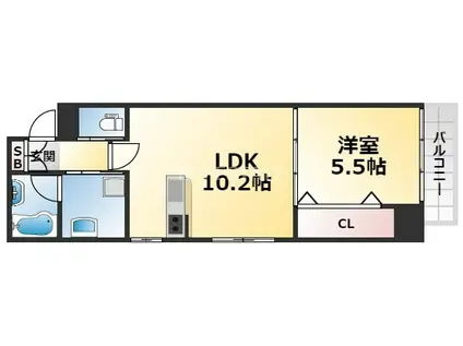 ウイングコート小松(1LDK/9階)の間取り写真