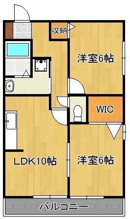 プロムナードMB棟(2LDK/2階)の間取り写真