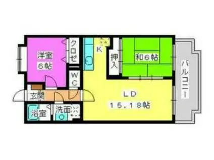 ヴィルヌーブ(2LDK/2階)の間取り写真