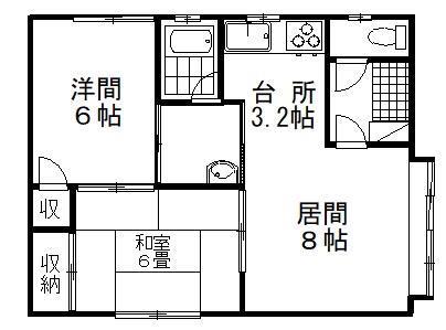 KITAZAWA(2LDK/2階)の間取り写真
