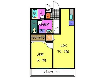 カンターレ鶯谷I番館(1LDK/2階)の間取り写真