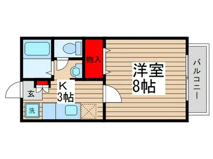 ジュネス津田沼(1K/2階)の間取り写真