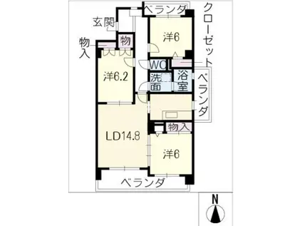 第5みかん山ハイツ(3LDK/2階)の間取り写真