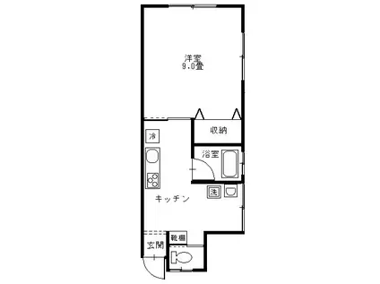 コーポサトウII(1K/1階)の間取り写真