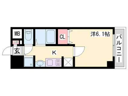 プレサンス三宮ルミネス(1K/4階)の間取り写真