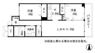 ブルー・エス(2LDK/9階)の間取り写真