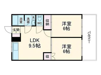 弥生第3コーポ(2LDK/2階)の間取り写真