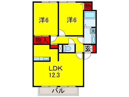 アルメリーナ II(2LDK/2階)の間取り写真