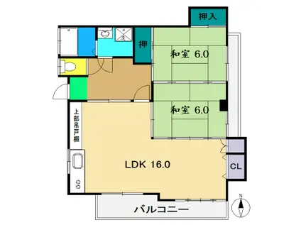 五百蔵マンション(2LDK/3階)の間取り写真
