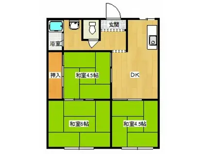 コーポラス竜宮(3DK/1階)の間取り写真