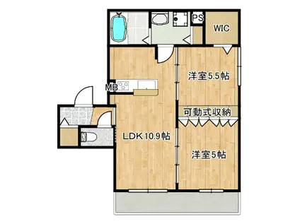 メゾンカンナII(2LDK/3階)の間取り写真