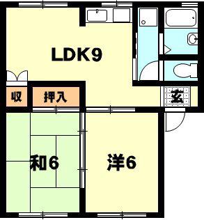 グリーンヴィレッジ A棟(2LDK/2階)の間取り写真