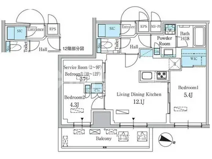 パークアクシス板橋本町ステーションゲート(2SLDK/6階)の間取り写真