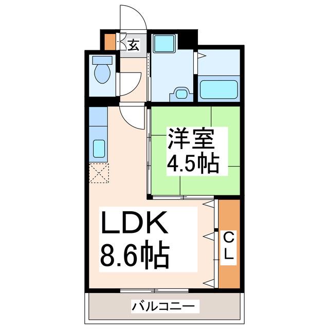 ニューガイアリルーム新大江NO.69(1LDK/6階)の間取り写真