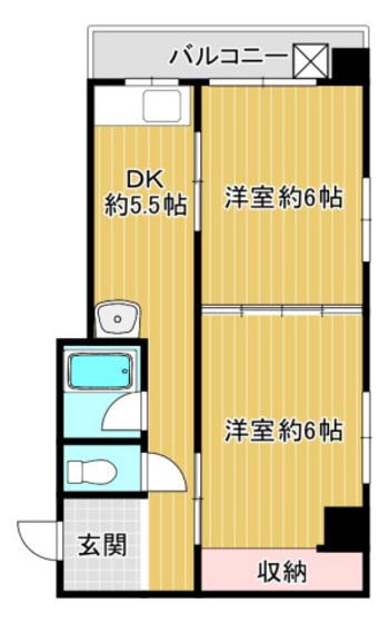 長谷コーポ(2DK/3階)の間取り写真