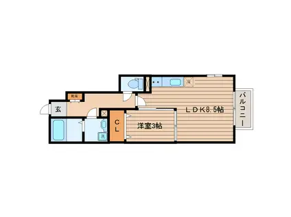 サムズアップII(1LDK/1階)の間取り写真