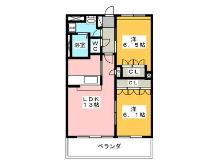 ウッドヴィレッジII(2LDK/3階)の間取り写真