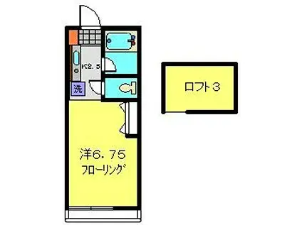 東急東横線 日吉駅(神奈川) 徒歩14分 2階建 築24年(1K/2階)の間取り写真