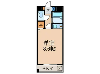 クレッシェンド岸地(ワンルーム/1階)の間取り写真