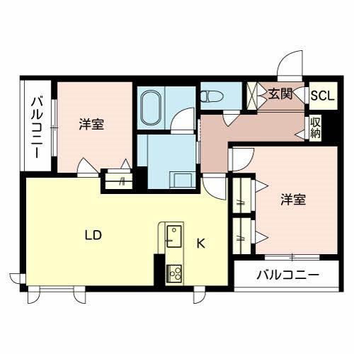 シャーメゾンベルファームII(2LDK/2階)の間取り写真