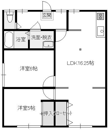 新潟第一時田ハウス(2LDK/1階)の間取り写真