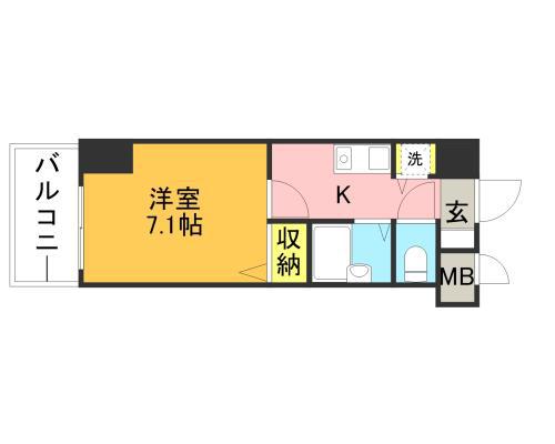 インヘリッツ田原(1K/3階)の間取り写真
