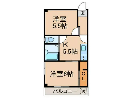 エクセルピア千年(2K/1階)の間取り写真