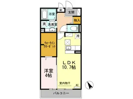 サンフォレストIII(1LDK/1階)の間取り写真