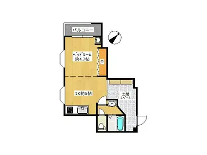 エリーナプラザ西新西(1K/3階)の間取り写真