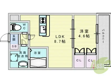 CITY SPIRE西中島(1LDK/5階)の間取り写真