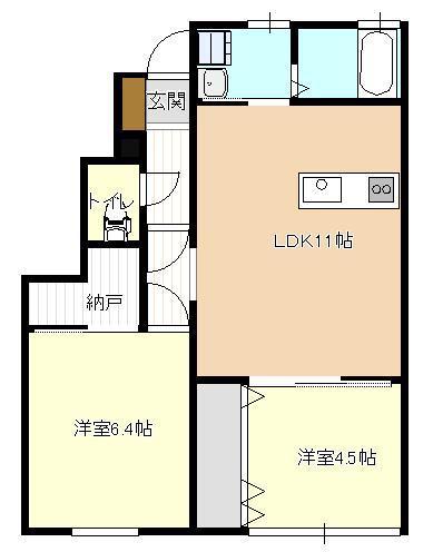 エトワール嶋南D(2LDK/1階)の間取り写真